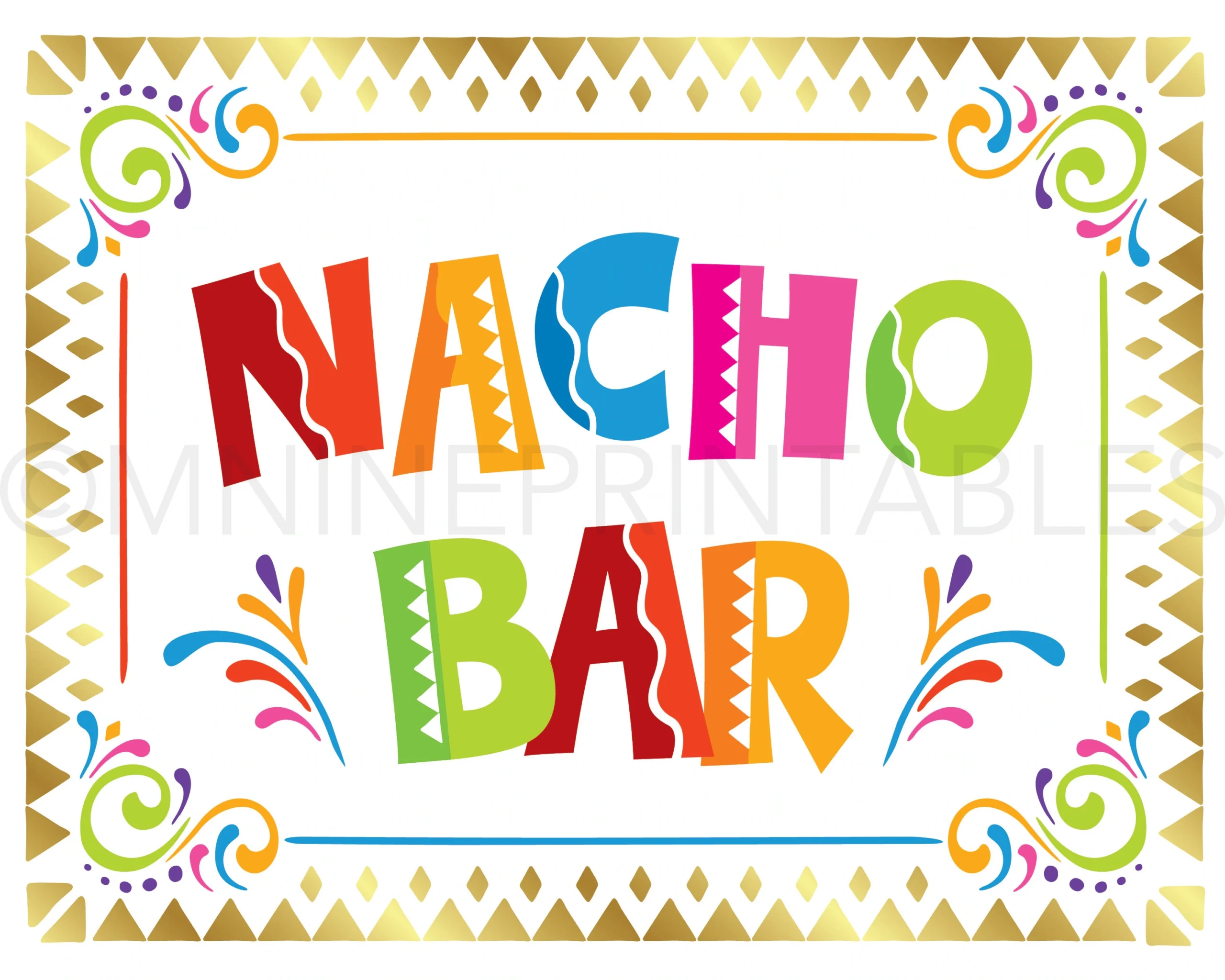 Fiesta Party Sign Printables NACHO BAR Sign Downloads Digital Download Cinco De Mayo Party Signs Mexican Party Nachos Sign FCW21 Etsy