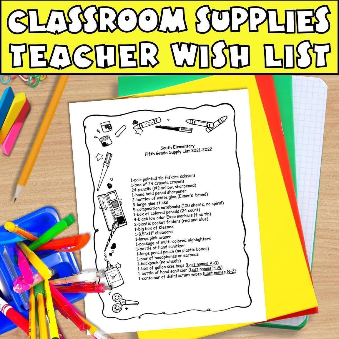 5th Grade School Supply List Printable