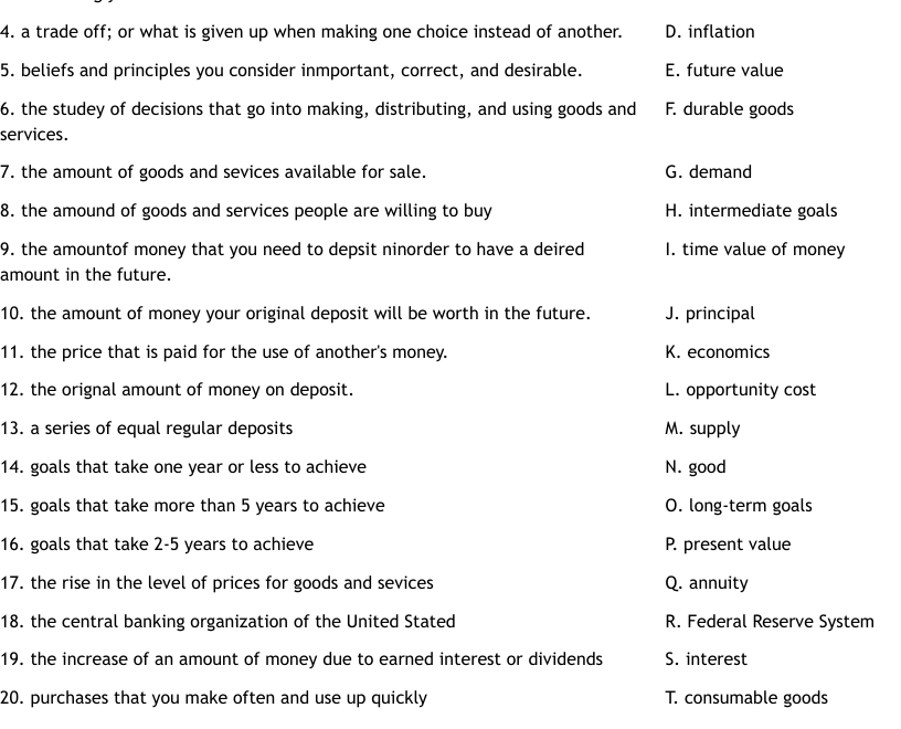Financial Literacy Worksheet WordMint