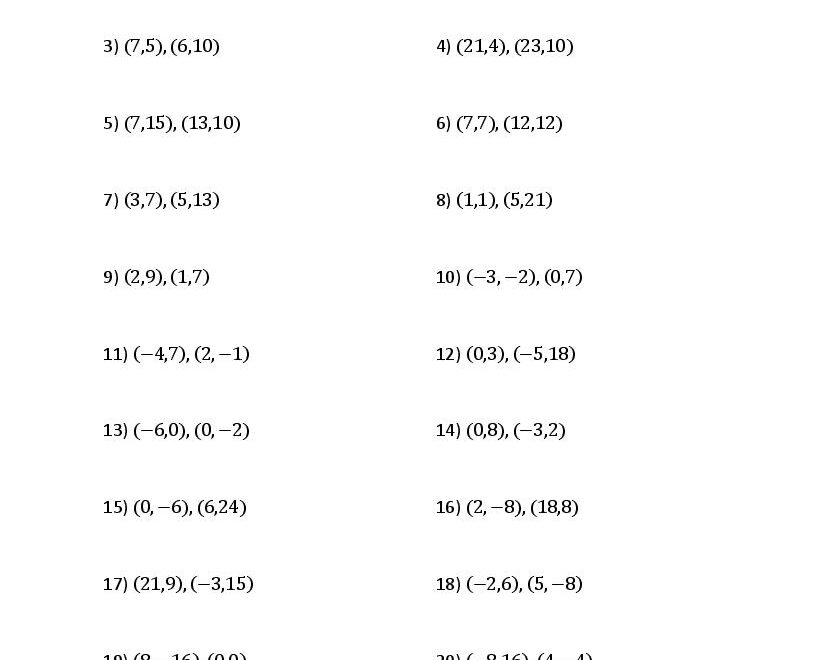 Finding Slope Worksheets