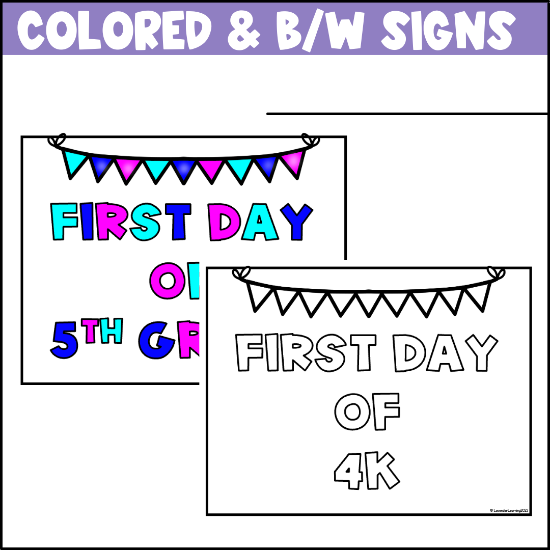 First Day Of School Signs For All Grade Levels Back To School Signs Made By Teachers