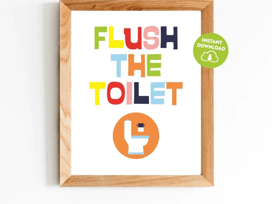 Flush The Toilet Sign Printable School Bathroom Sign Boy Toilet Sign Children Bathroom Sign Kids Toilet Rules Toilet Flush Reminder 333 Etsy