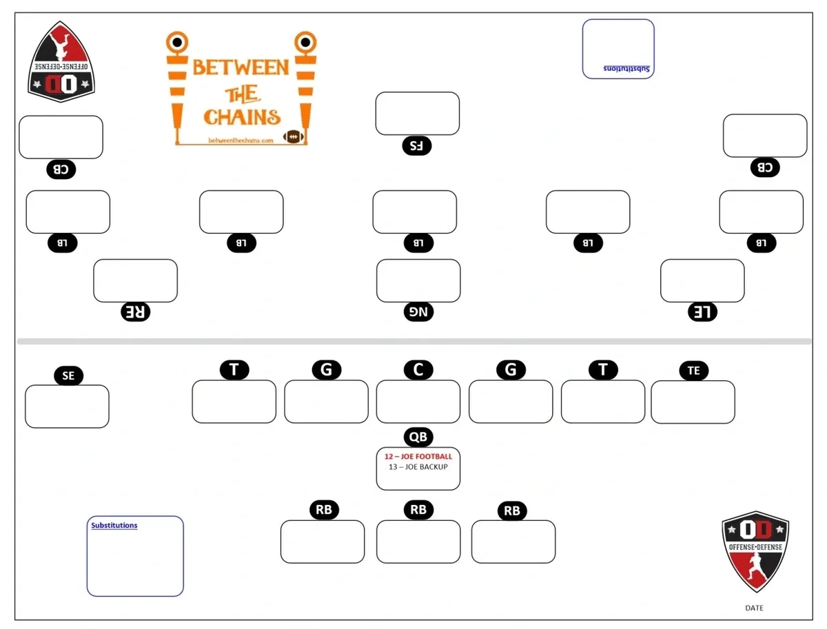 Printable Nfl Depth Chart Football Template