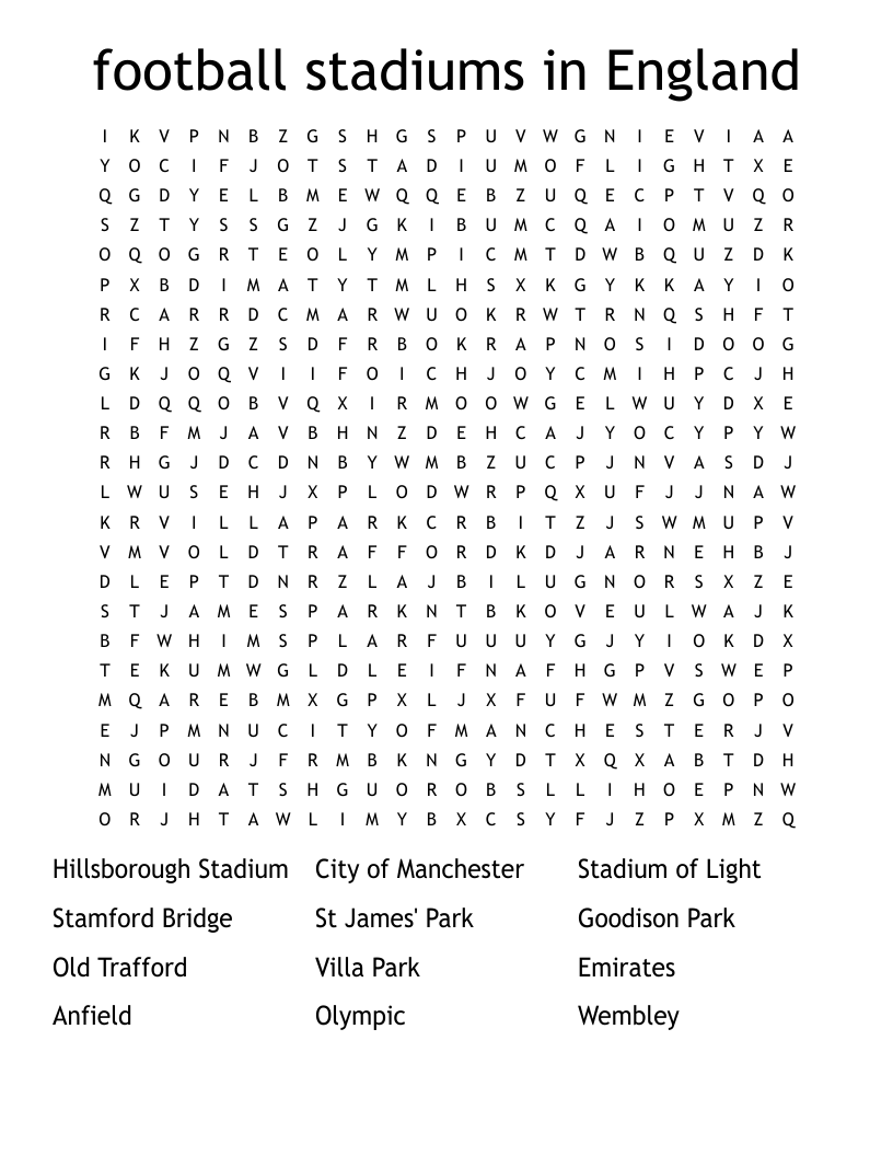 Football Stadium Quiz Printable Football Stadium Quiz Printable