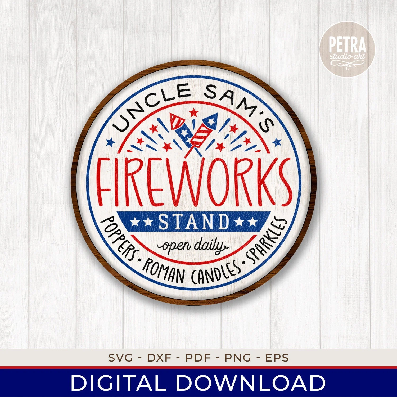 Fourth Of July SVG Uncle Sam s Fireworks Stand Sign SVG Cut File Great For Crafting Independence Day Wall Sign Etsy