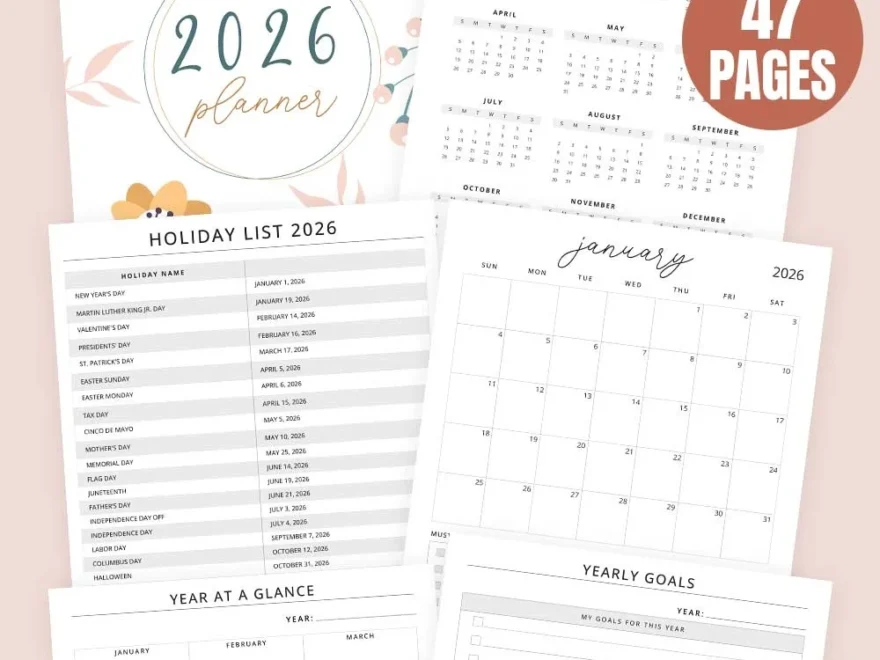 Free 2026 Planner Printable 47 Pages Draw Craft Create