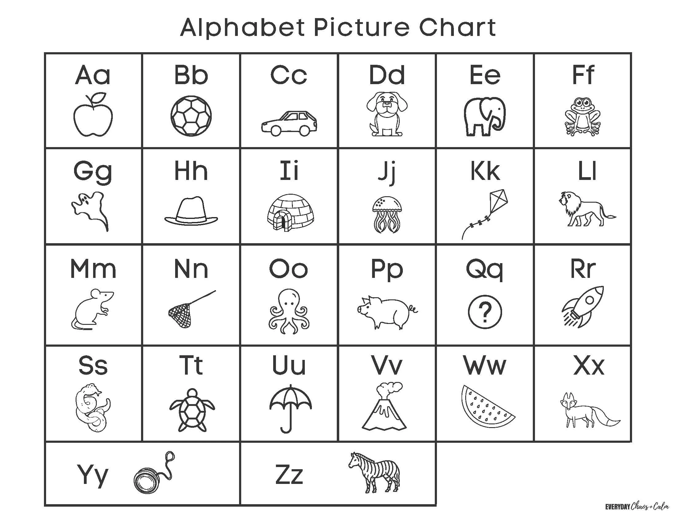 Free Alphabet Chart Printable