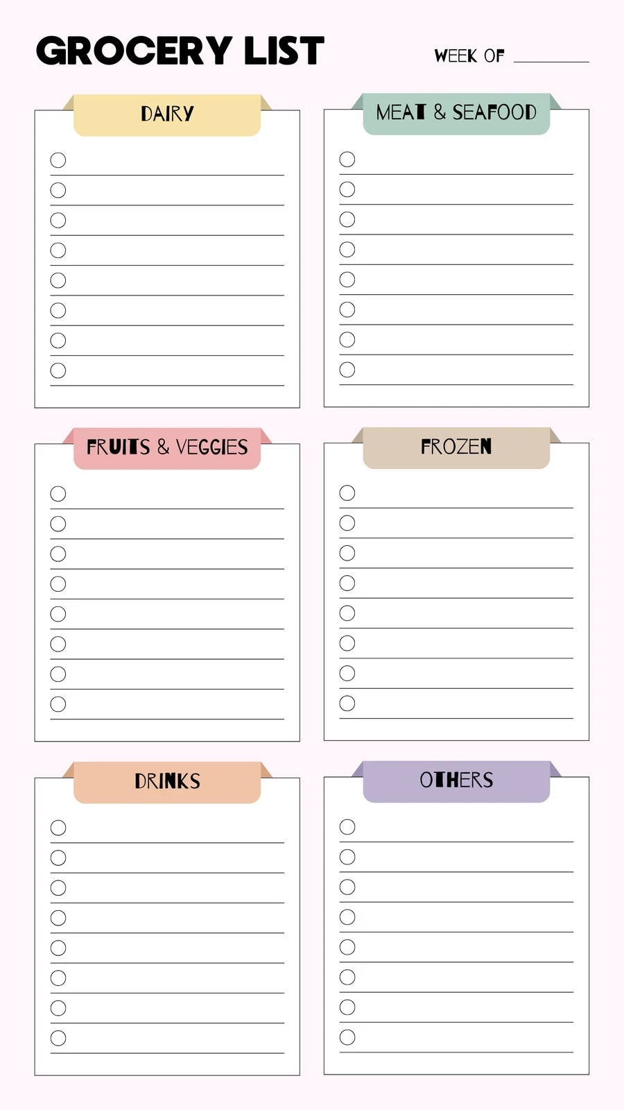 Printable Blank Grocery Shopping List