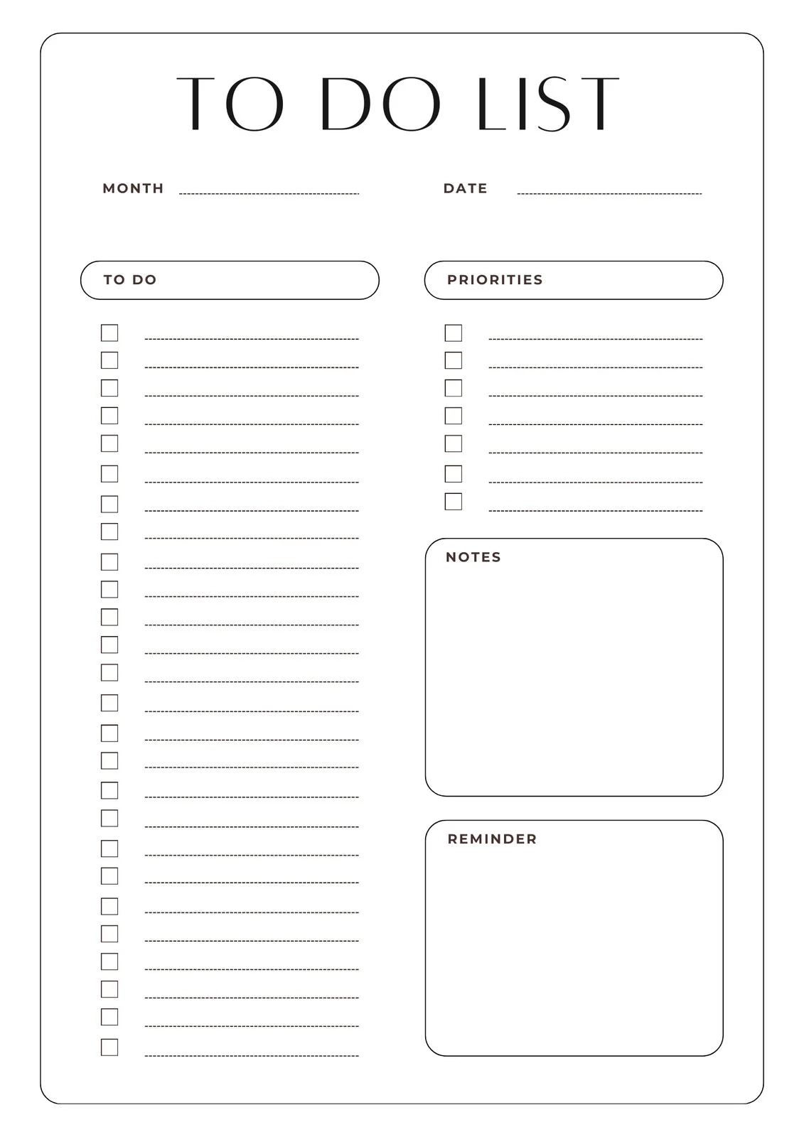 Calendar To Do List Template Printable