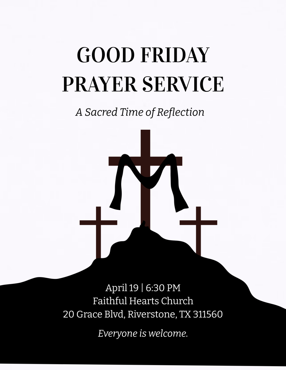Free Black Good Friday Graphic Flyer Template To Edit Online