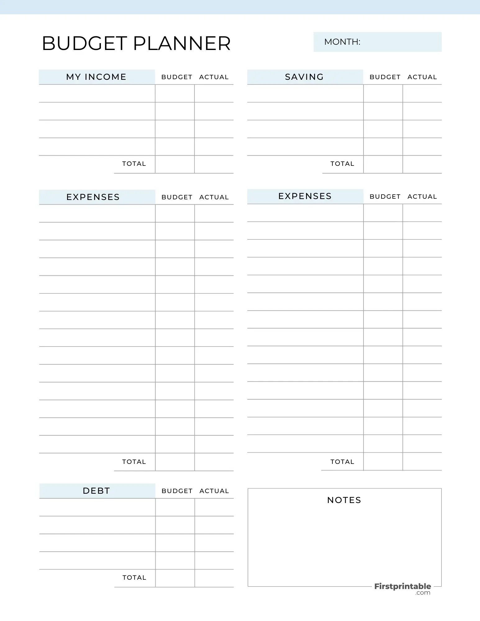Free Budget Planners Printable