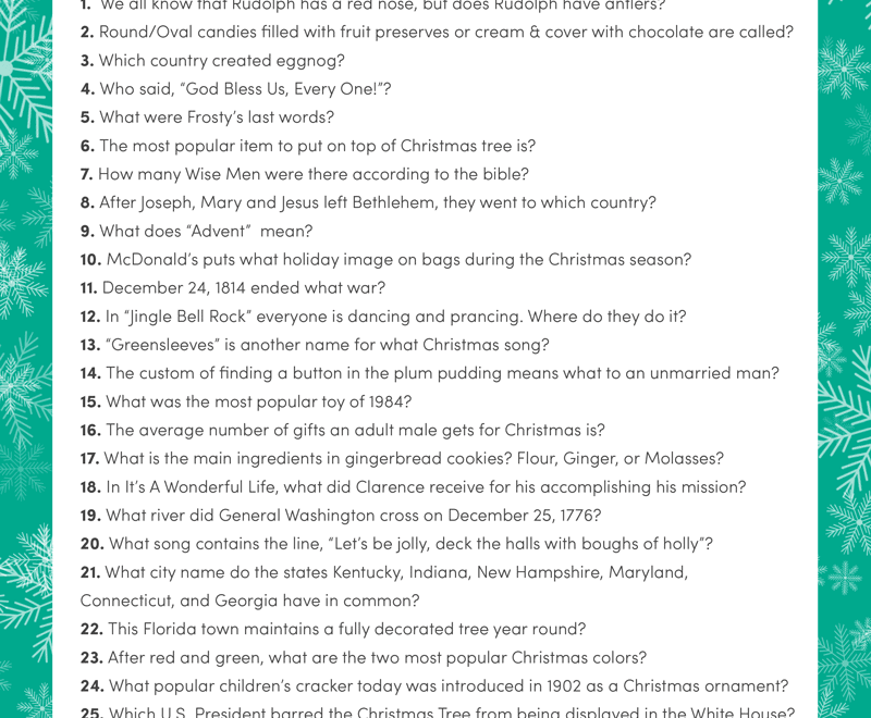 Free Christmas Trivia Printables Games For The Family Lil Luna