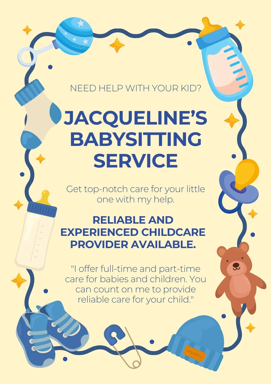 Free Custom Printable Babysitting Flyer Templates Canva