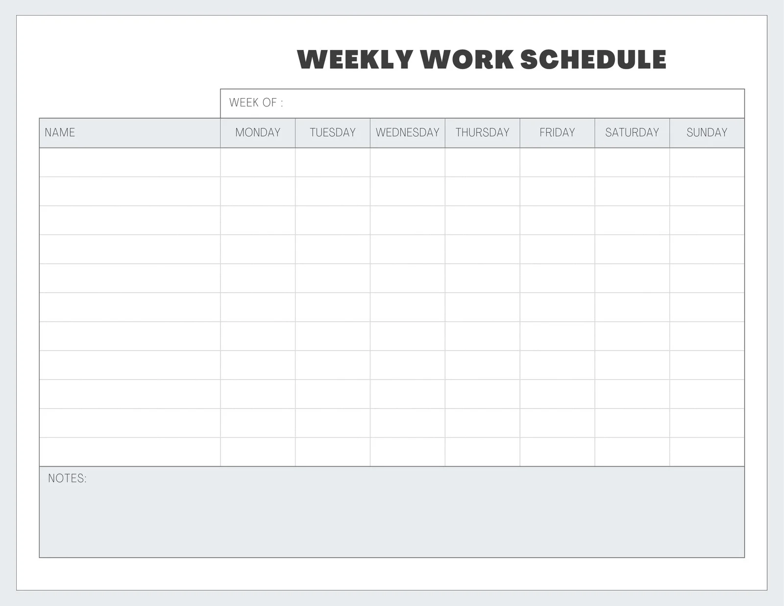 Printable Schedule Maker Template