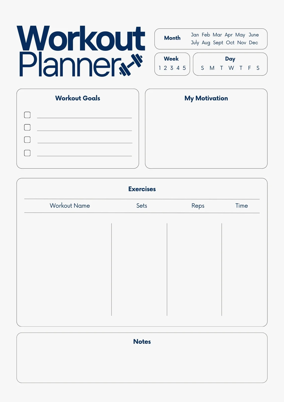 Mini Planner Fitness Printables Free