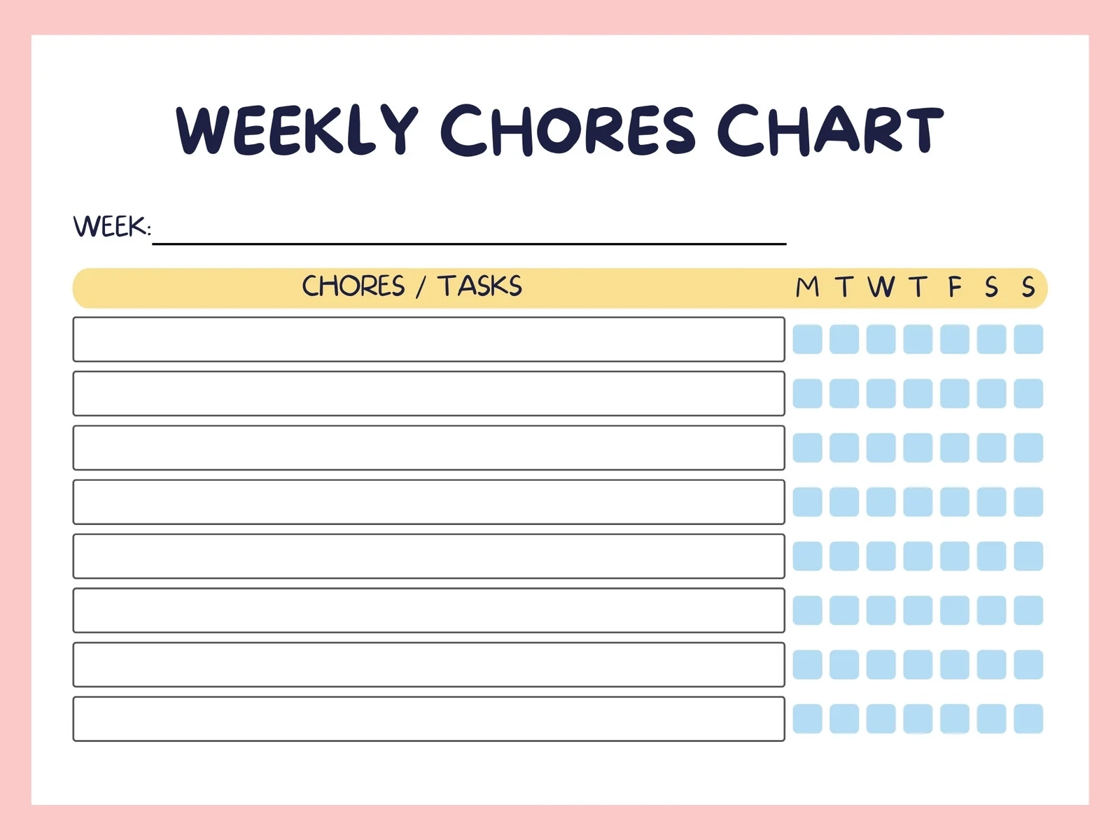 Chores List Template Printable