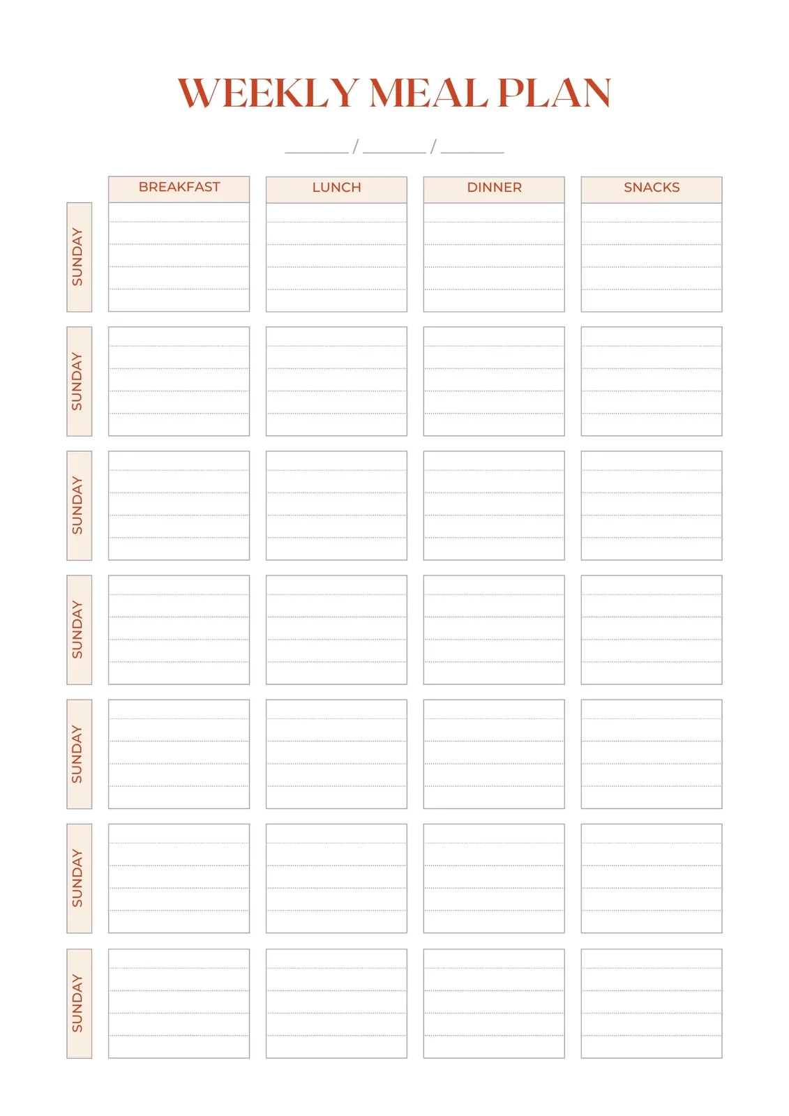 Meal Plan Planner Printable