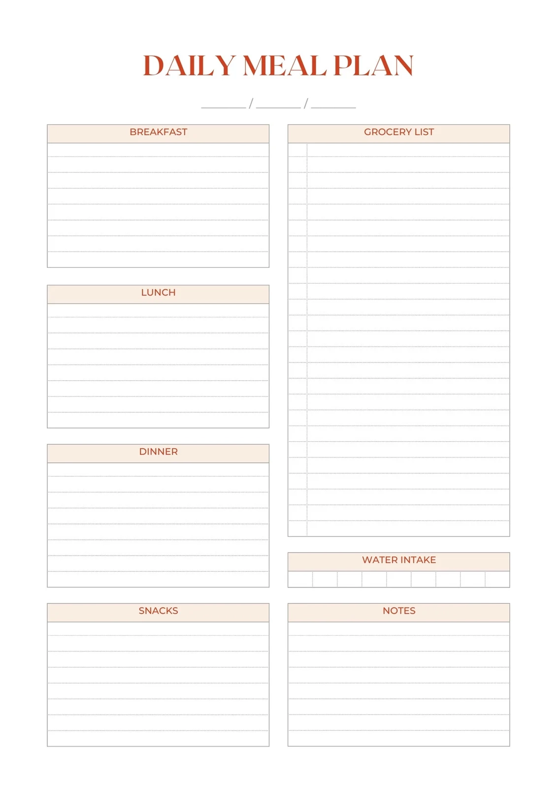 Free Printable Daily Dinner Planner