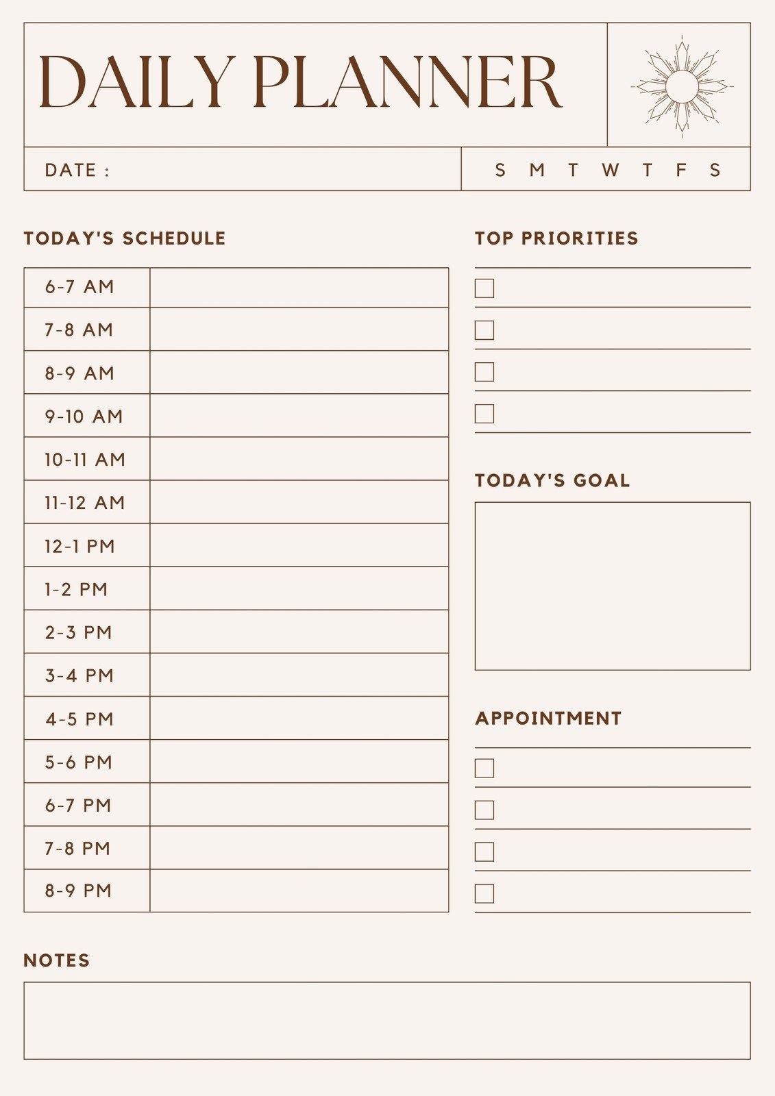 Free Printable Day Planner Template