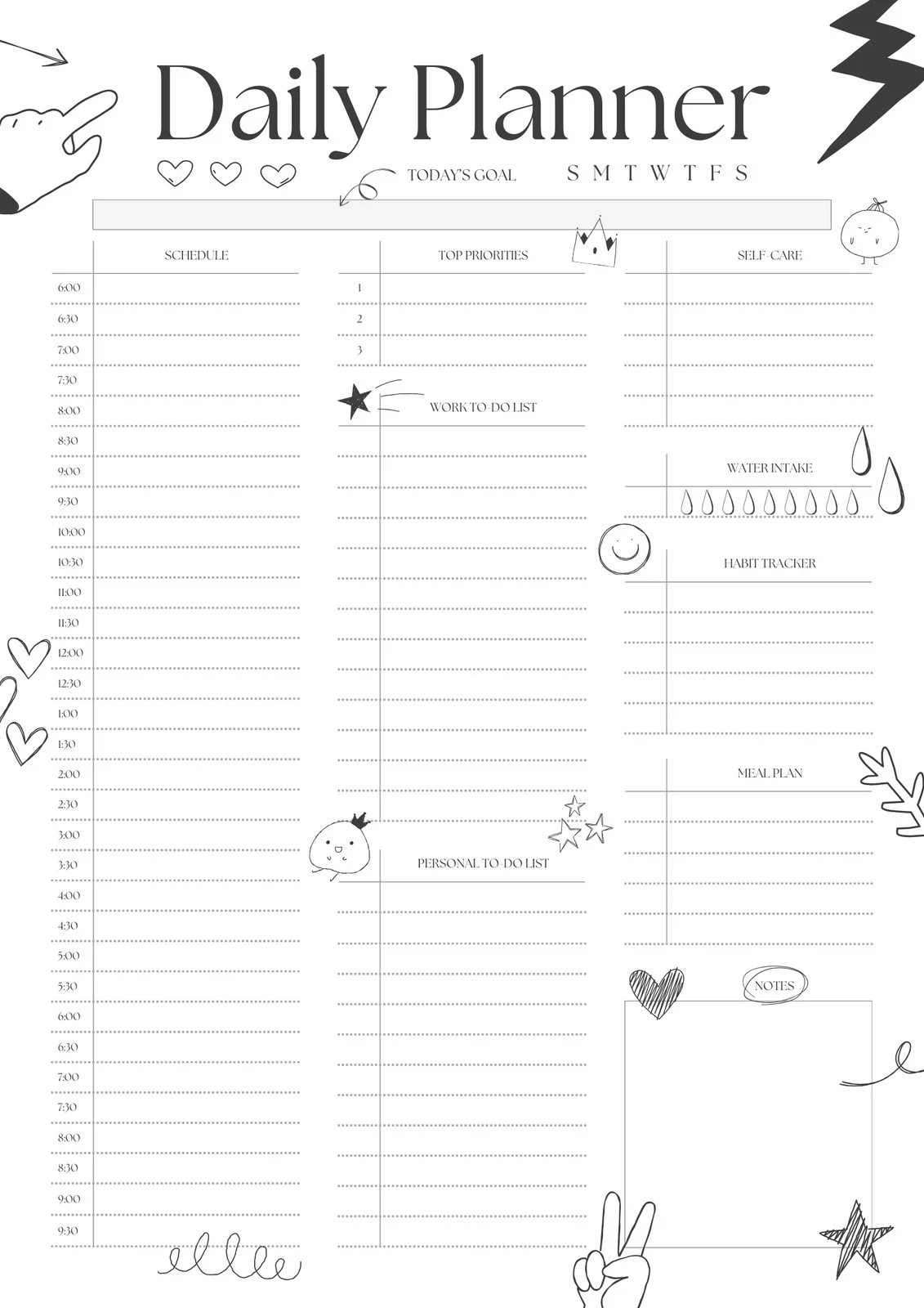 Daily Planner Page Printable Daily Planner Page Printable