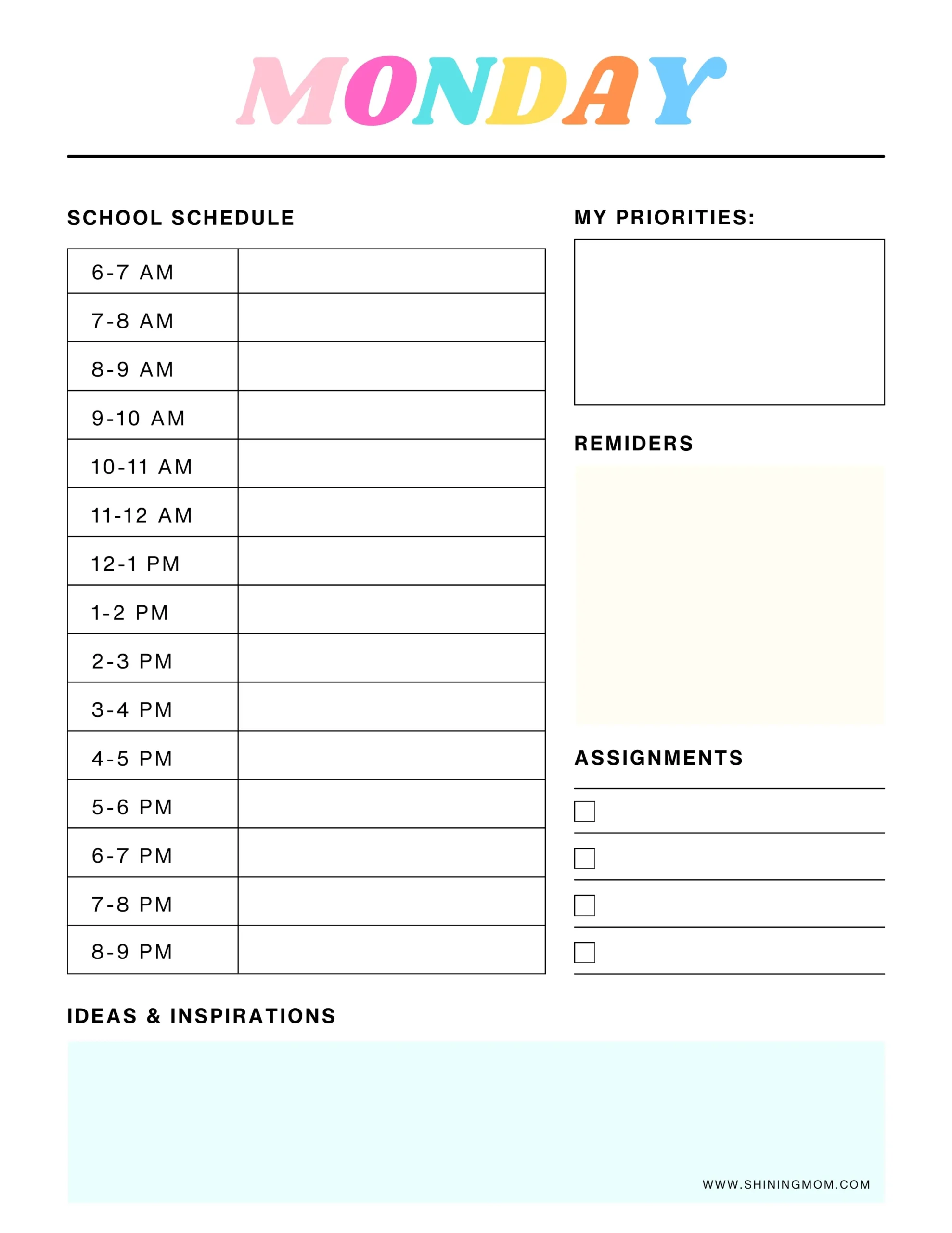 Free Daily School Planner In PDF For Every Student 