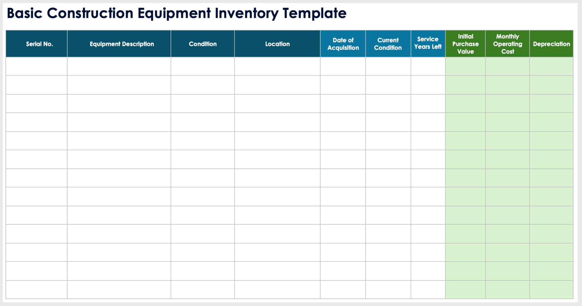 Free Equipment Inventory Templates Spreadsheets All Formats