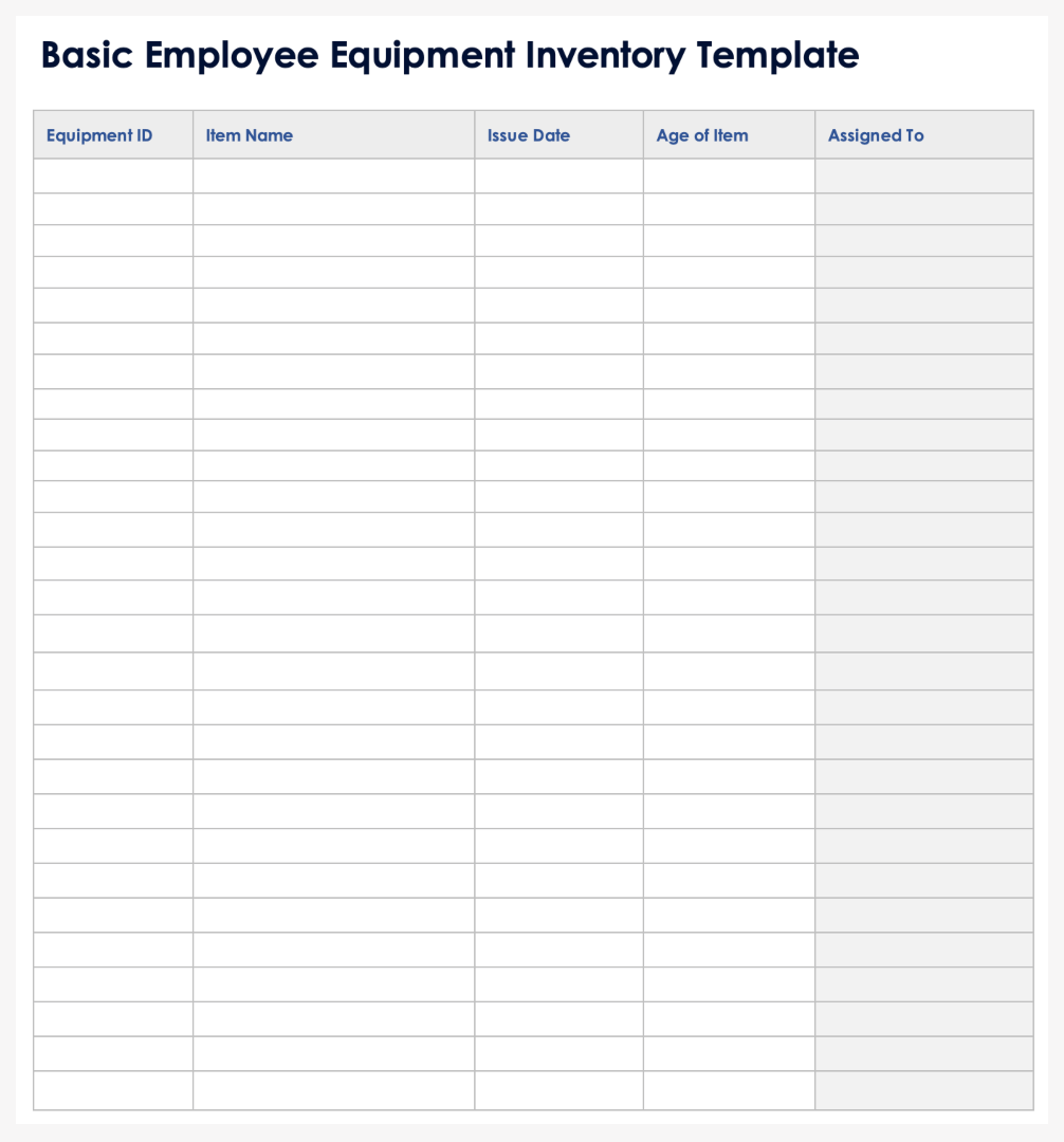 Free Equipment Inventory Templates Spreadsheets All Formats