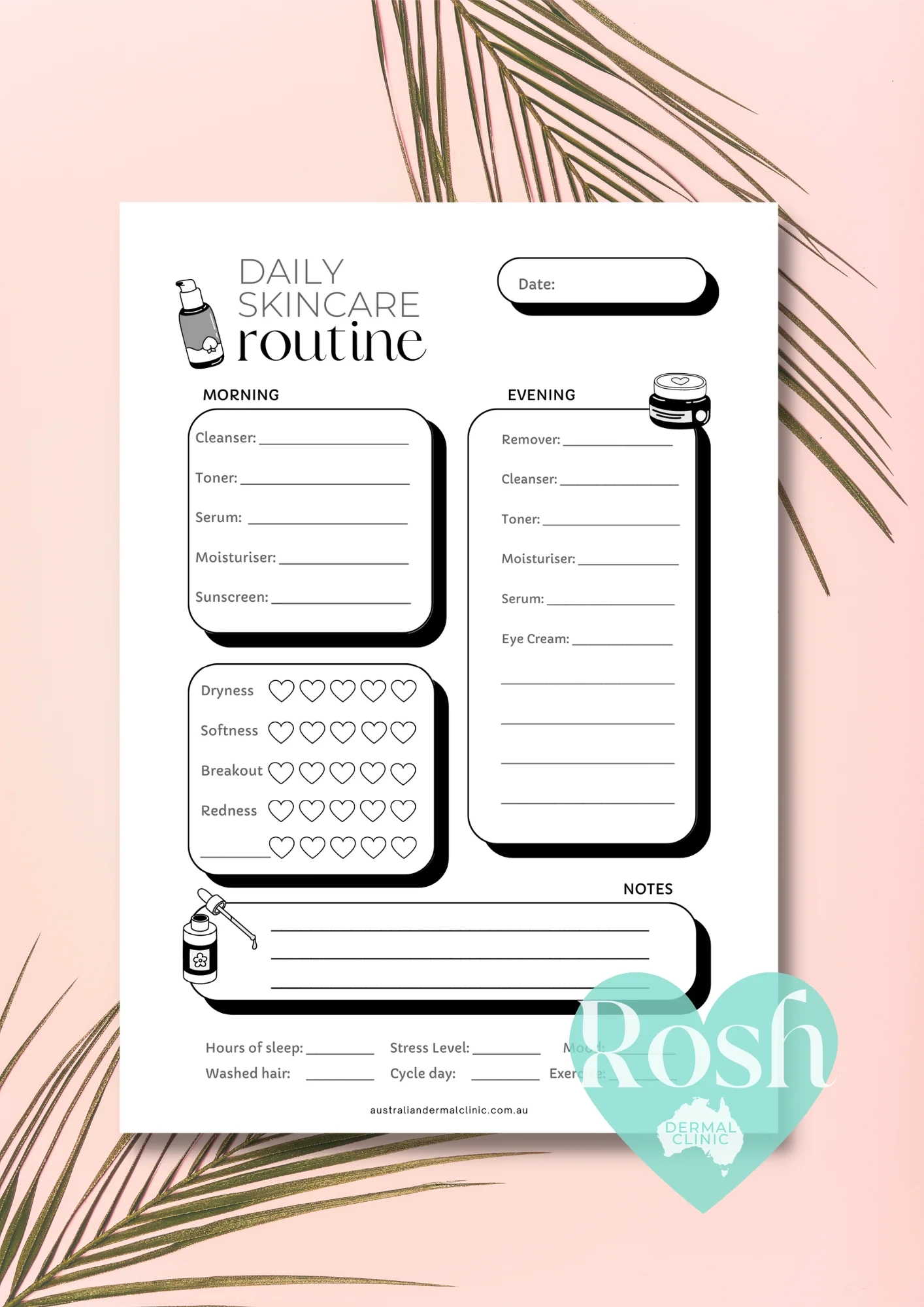 FREE GIFT Daily Skin care Routine Planner Printable INSTANT DOWNLO Australian Dermal Clinic