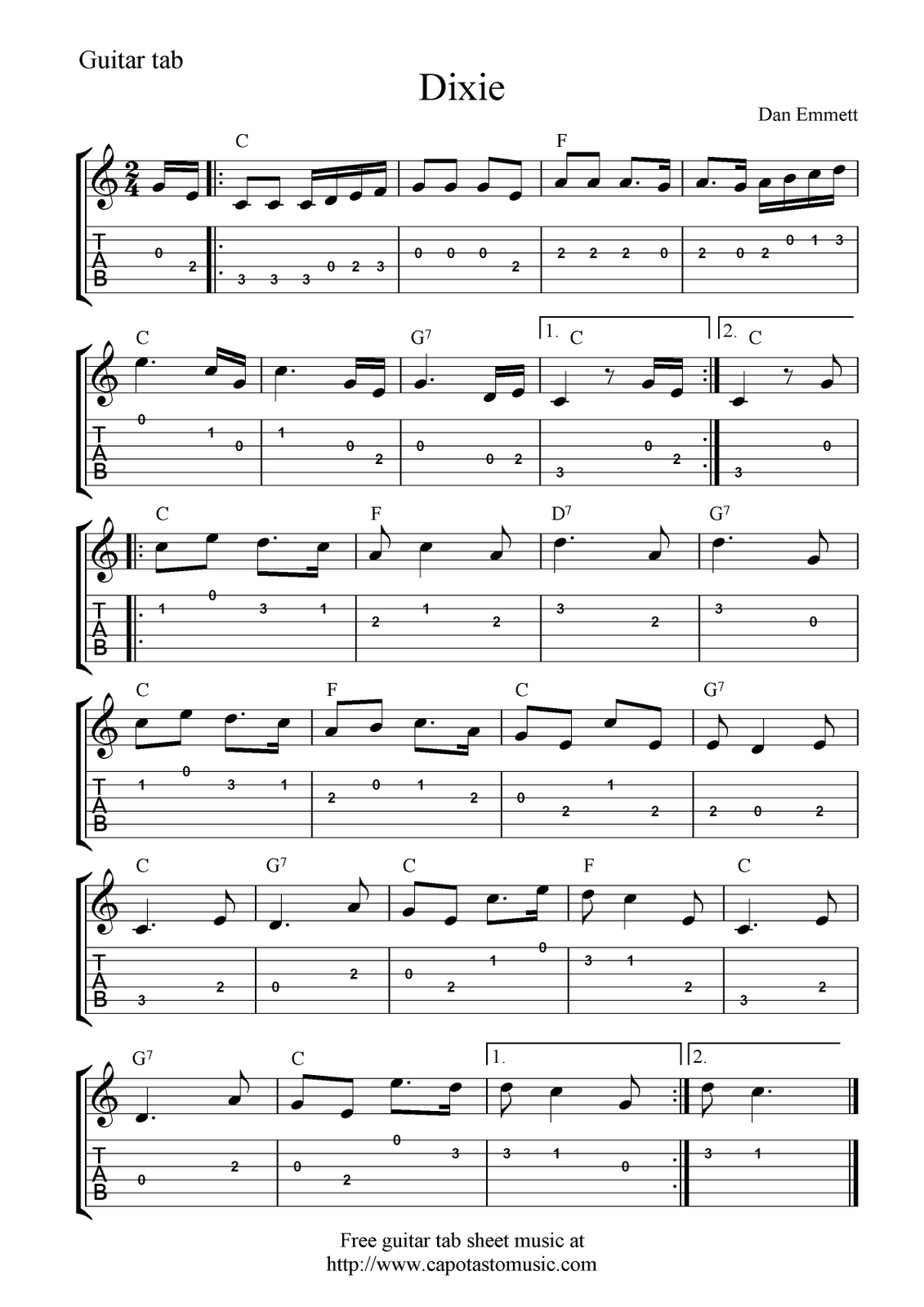 Printable Sheet Music For Guitar Printable Sheet Music For Guitar