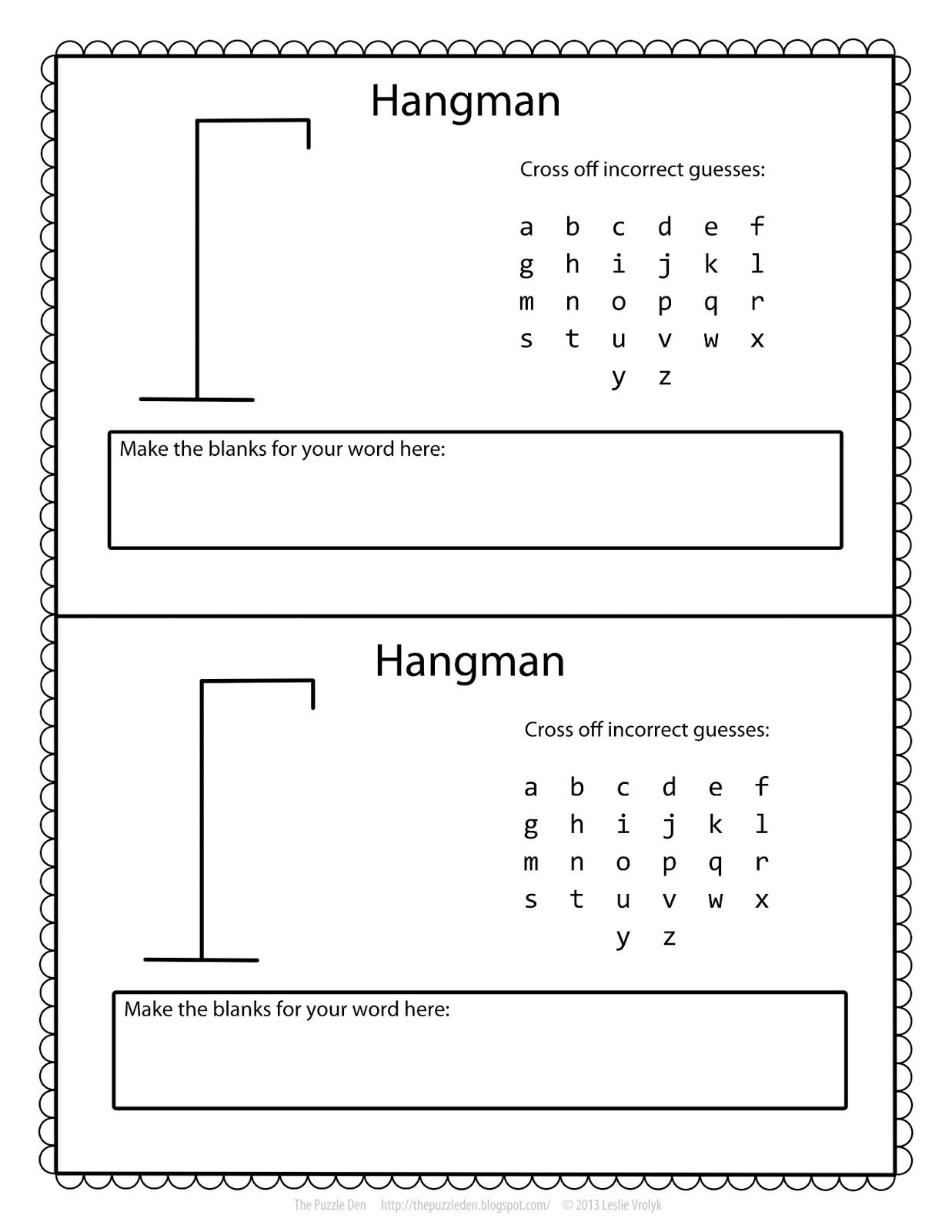 Free Hangman Template
