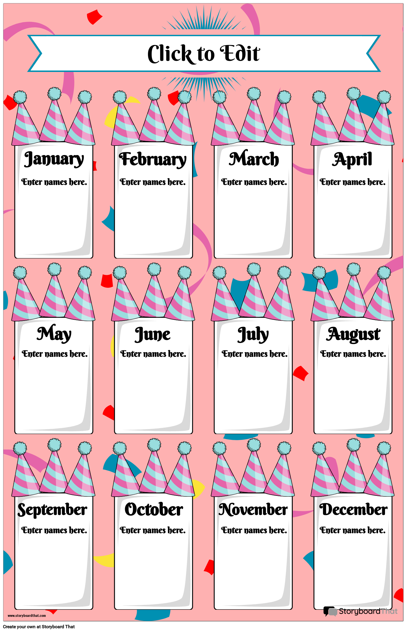 Free Printable Birthday Charts For Classroom