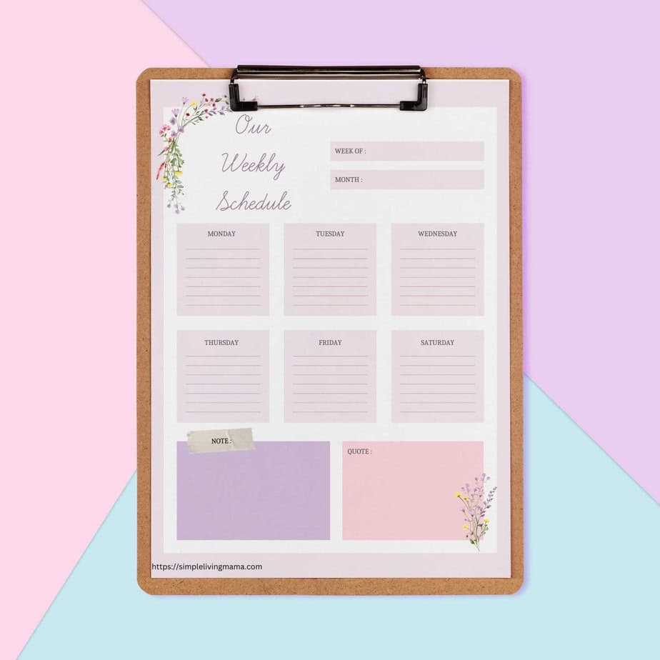 Free Homeschool Weekly Schedule Printable Simple Living Mama