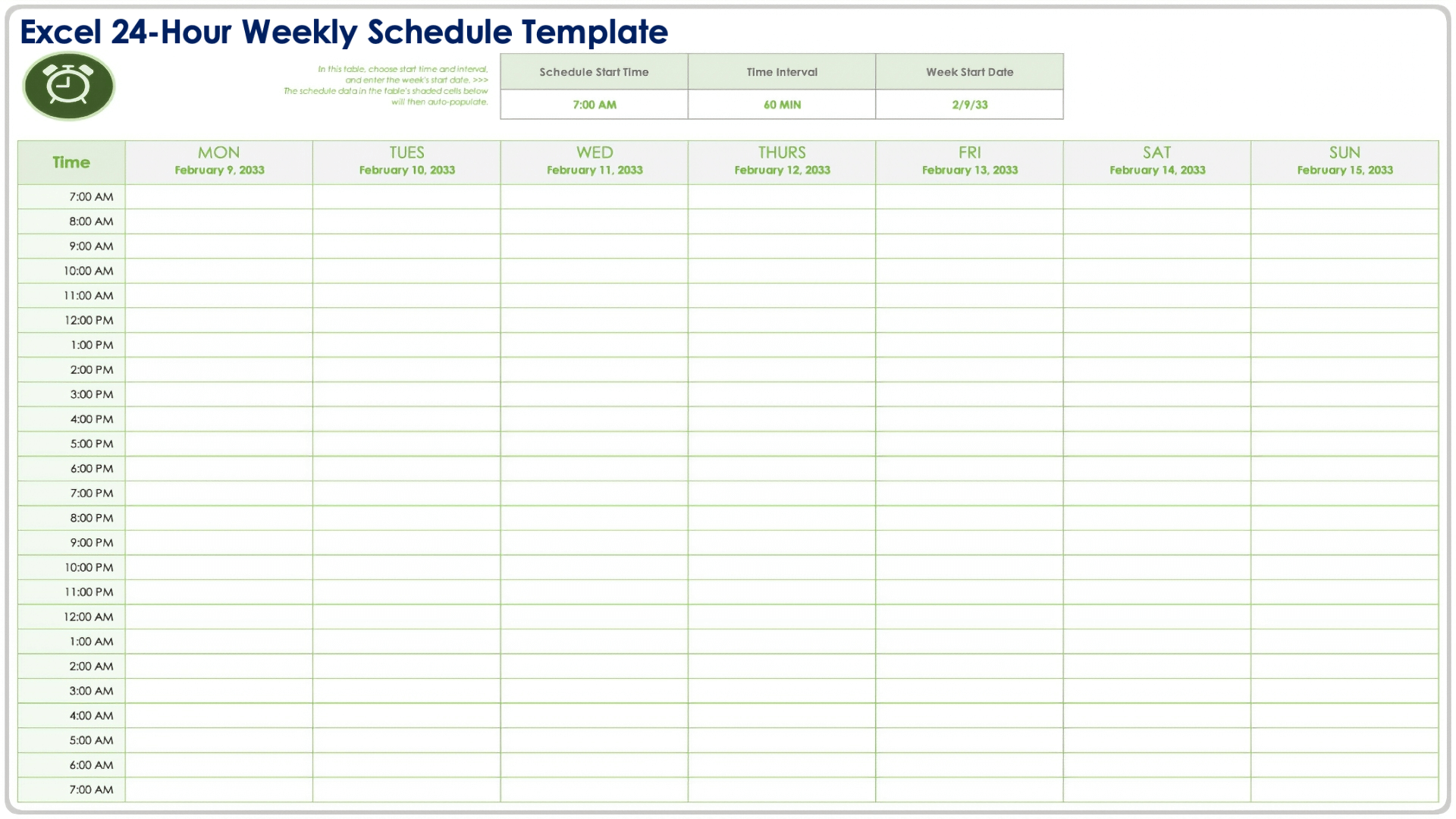 24 Hour Schedule Printable