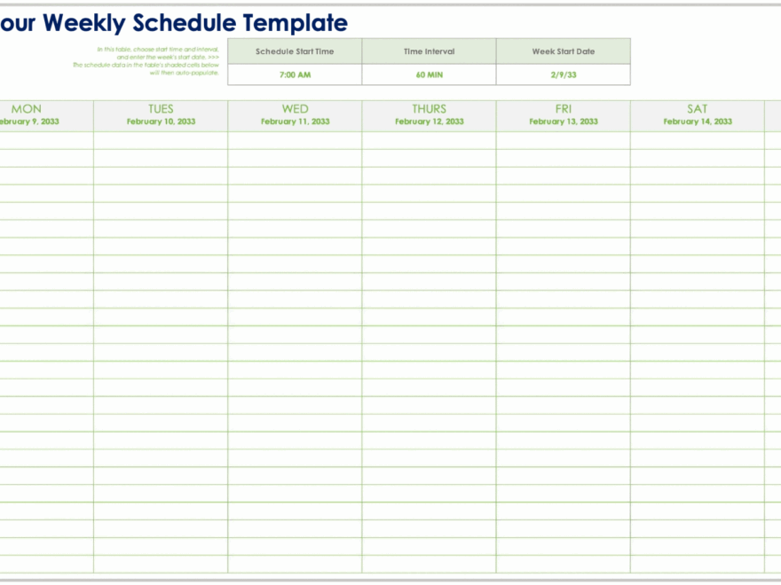 Free Hourly Schedule Templates All Formats Editable Printable
