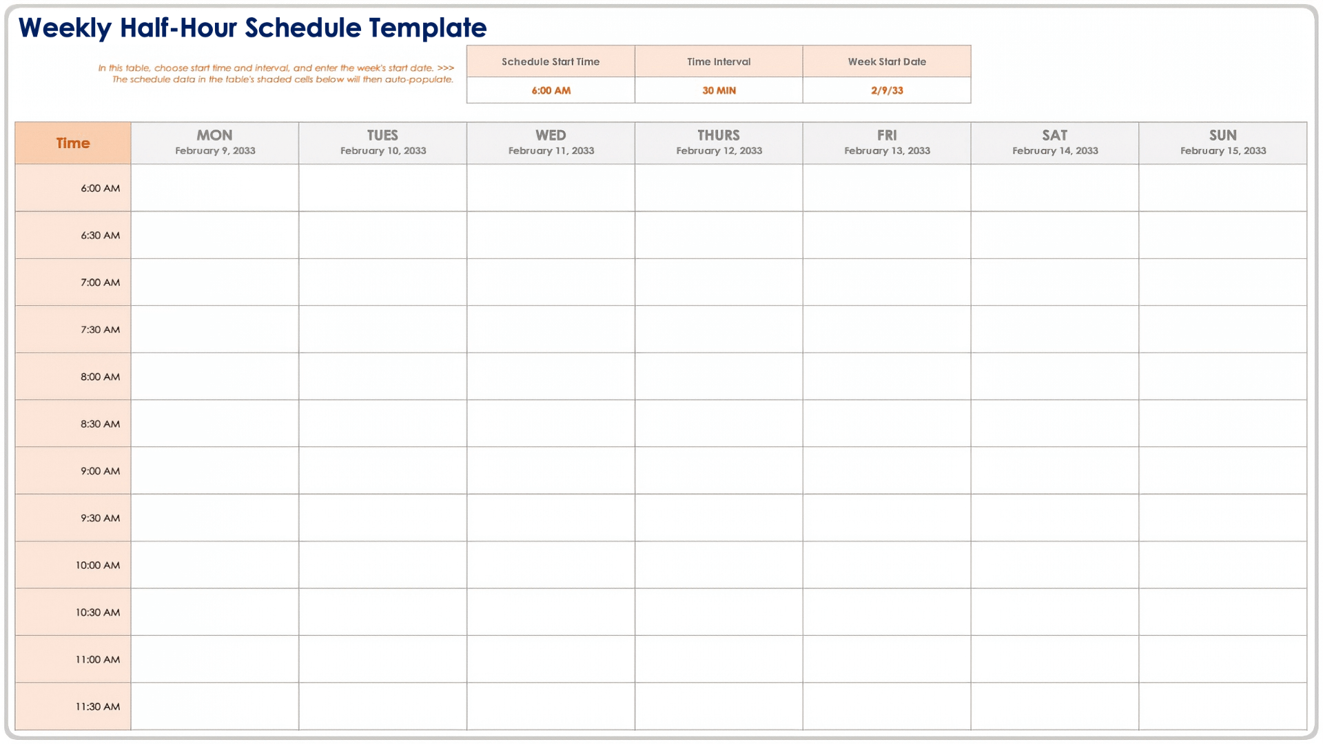 Blank Hourly Schedule Printable