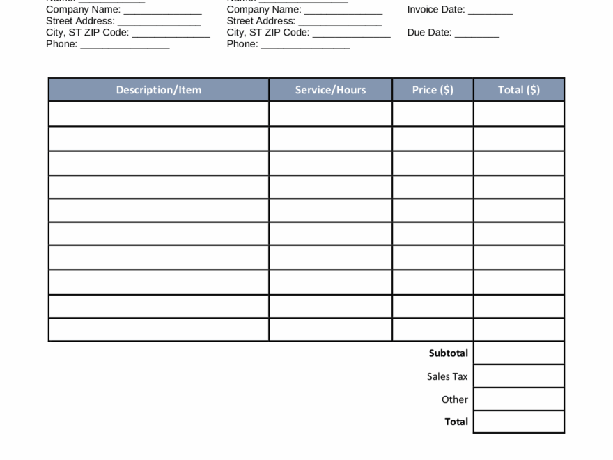 Free Itemized Invoice Template PDF Word EForms