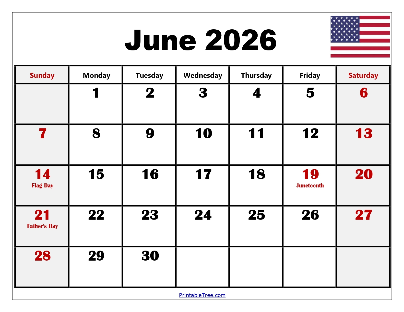 Printable Planner June 2026