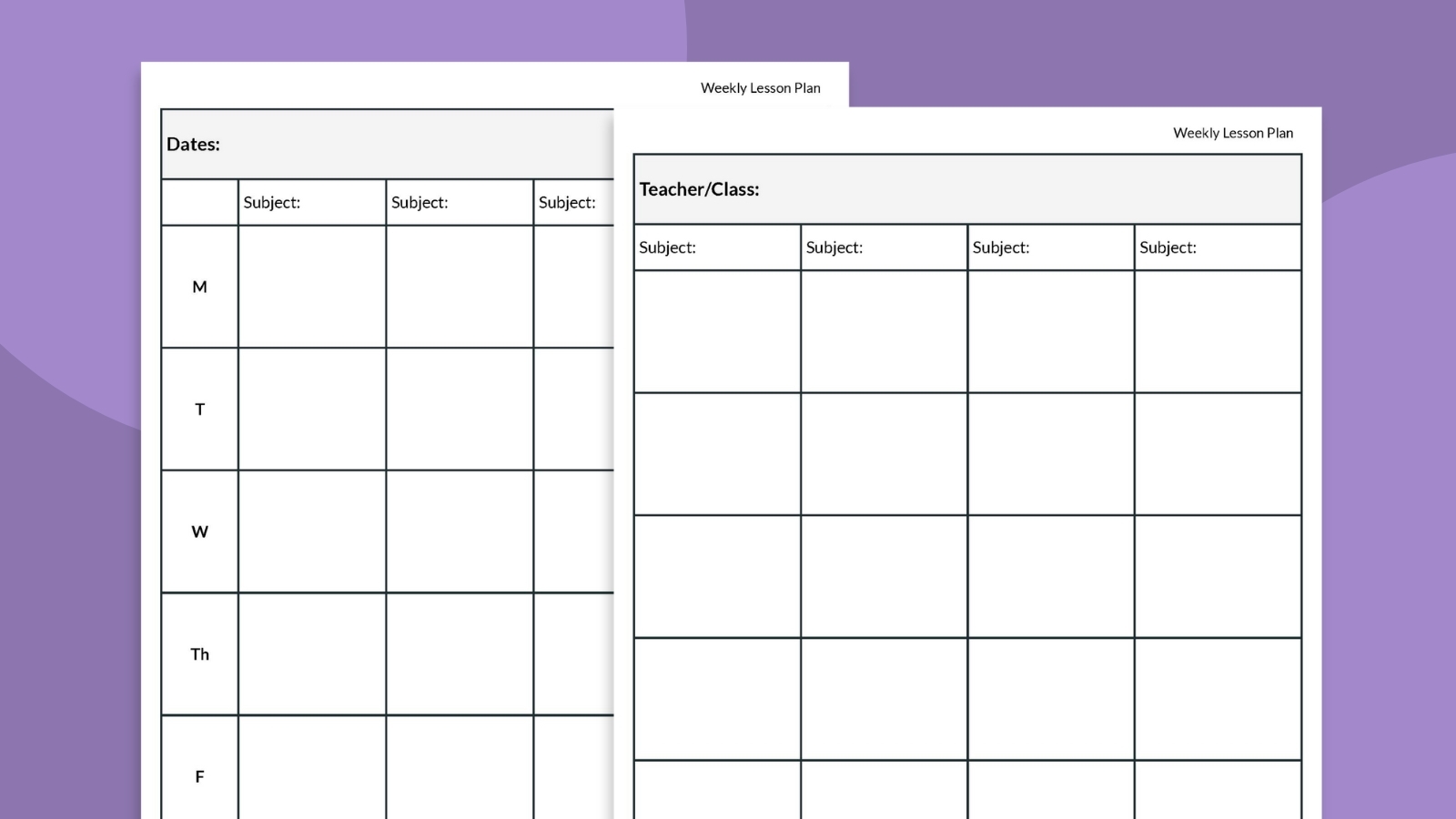 Free Weekly Lesson Planner Printables