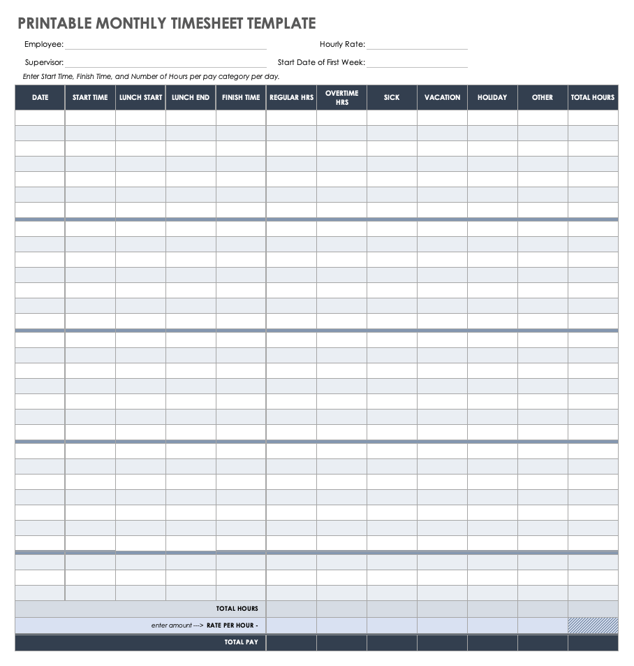 Free Printable Employee Time Sheet Image