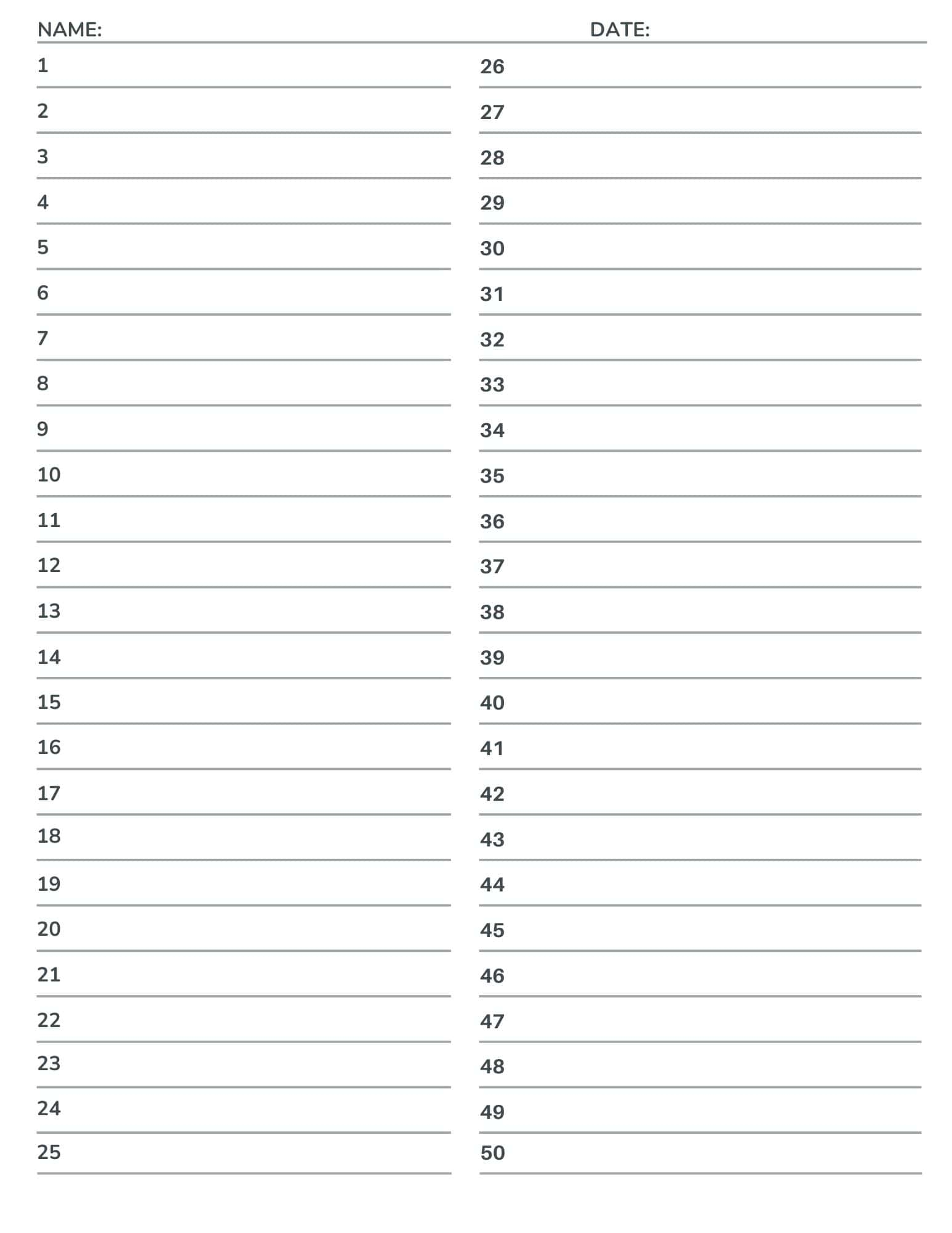 Free Numbered Lined Paper PDF 1 20 1 25 1 50 1 100 Free Numbered Lined Paper PDF 1 20 1 25 1 50 1 100