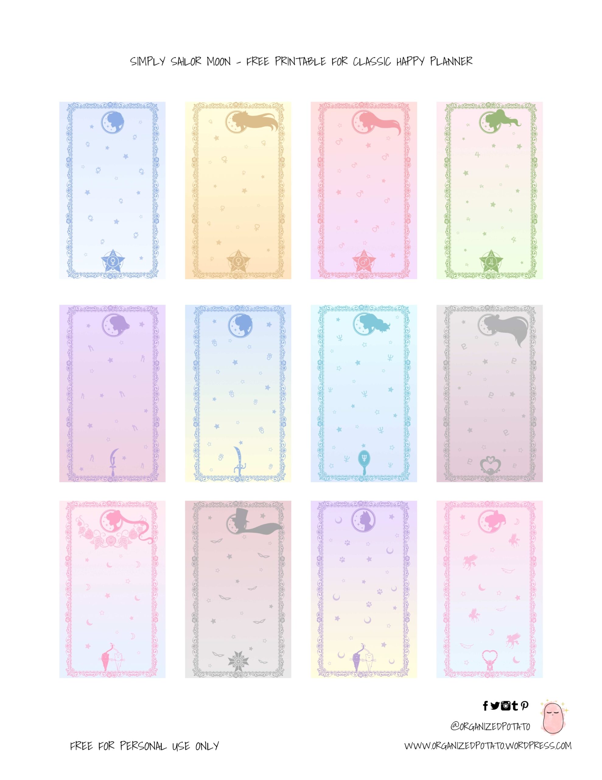 Free Planner Printable Simply Sailor Moon Organized Potato