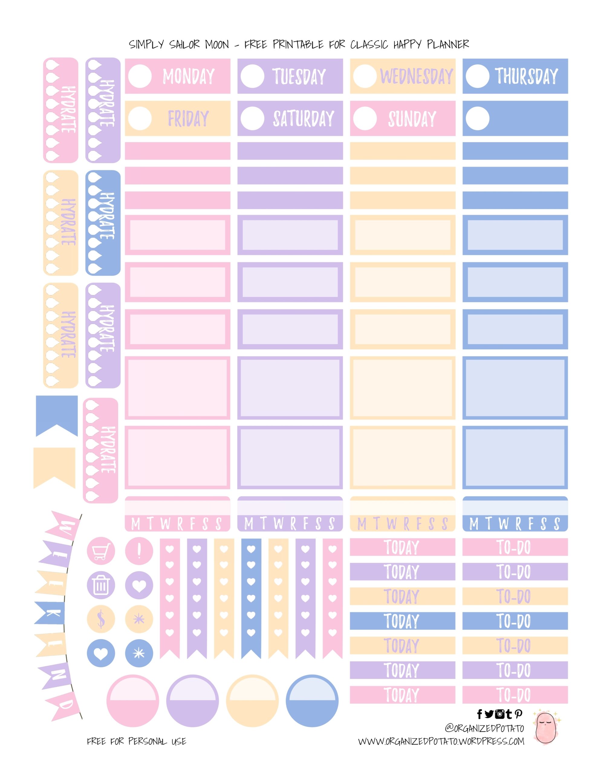 Free Planner Printable Simply Sailor Moon Organized Potato