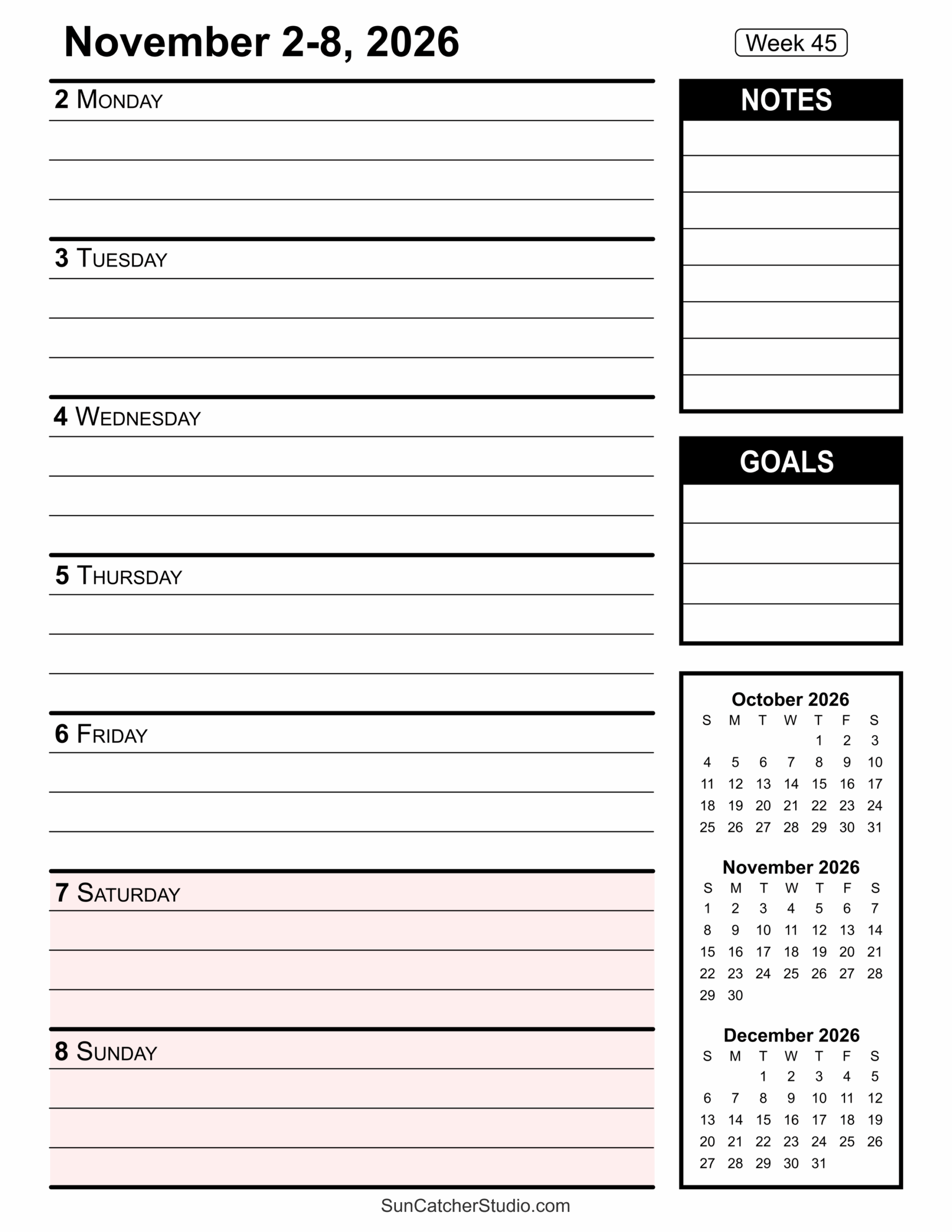 Free Printable 2026 Weekly Calendars For Easy Planning Free Printables Monograms Design Tools Patterns DIY Projects