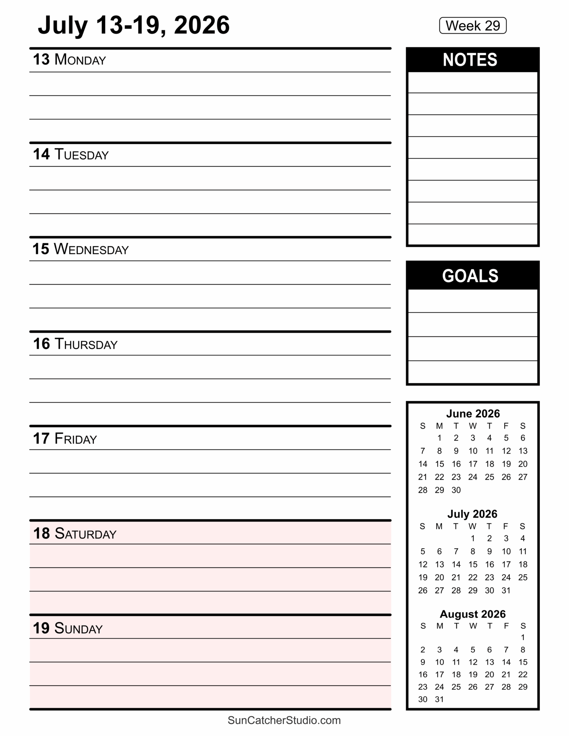 Free Printable 2026 Weekly Calendars For Easy Planning Free Printables Monograms Design Tools Patterns DIY Projects