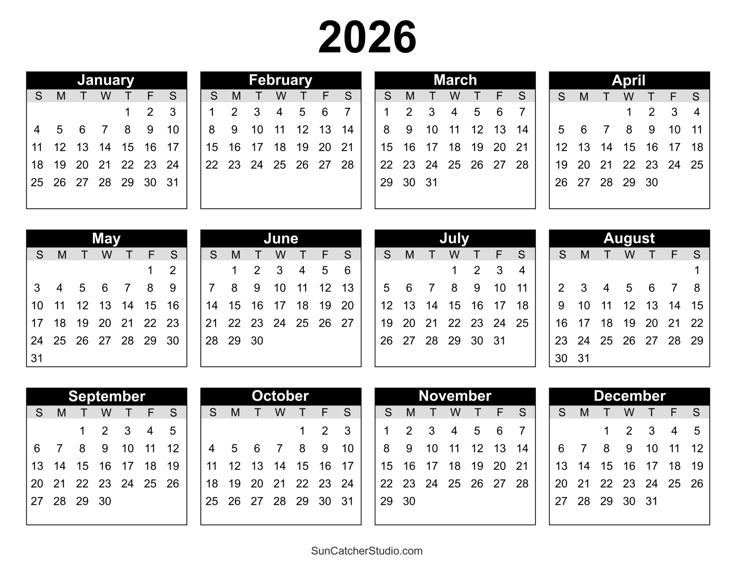 2026 Blank Printable Schedule