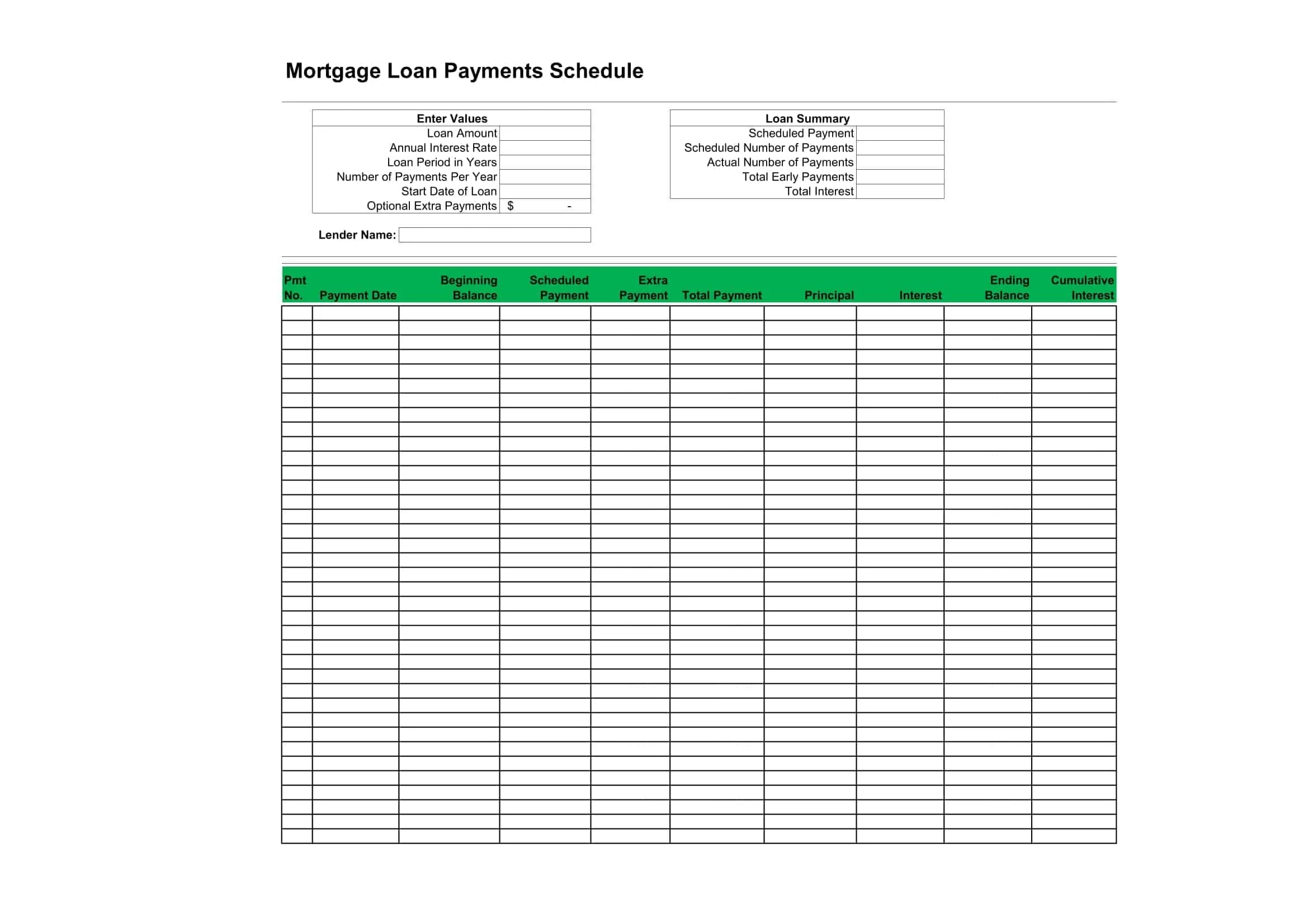 Free Printable Amortization Schedule Templates PDF Excel 