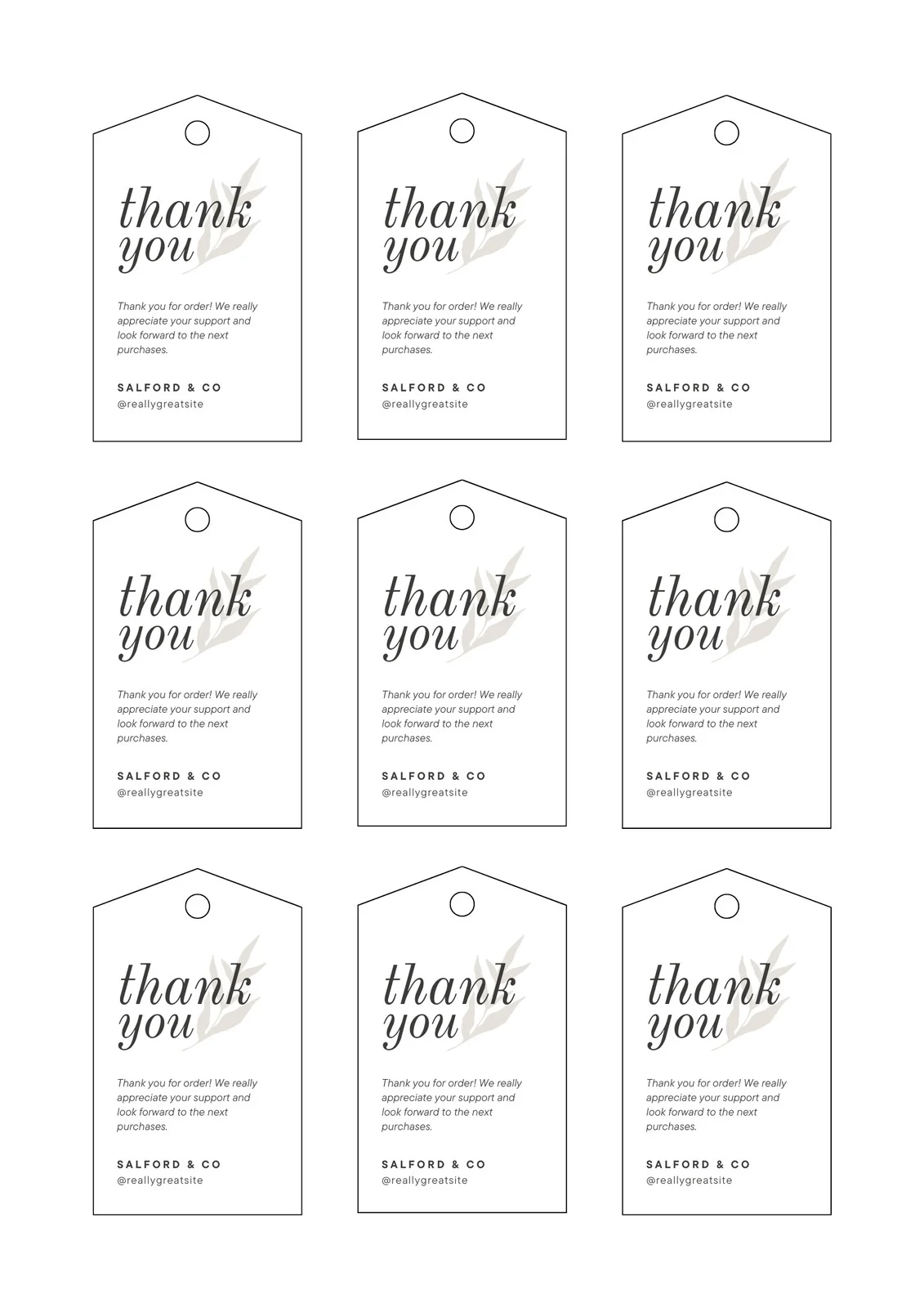 Printable Sheet Of Gift Tags