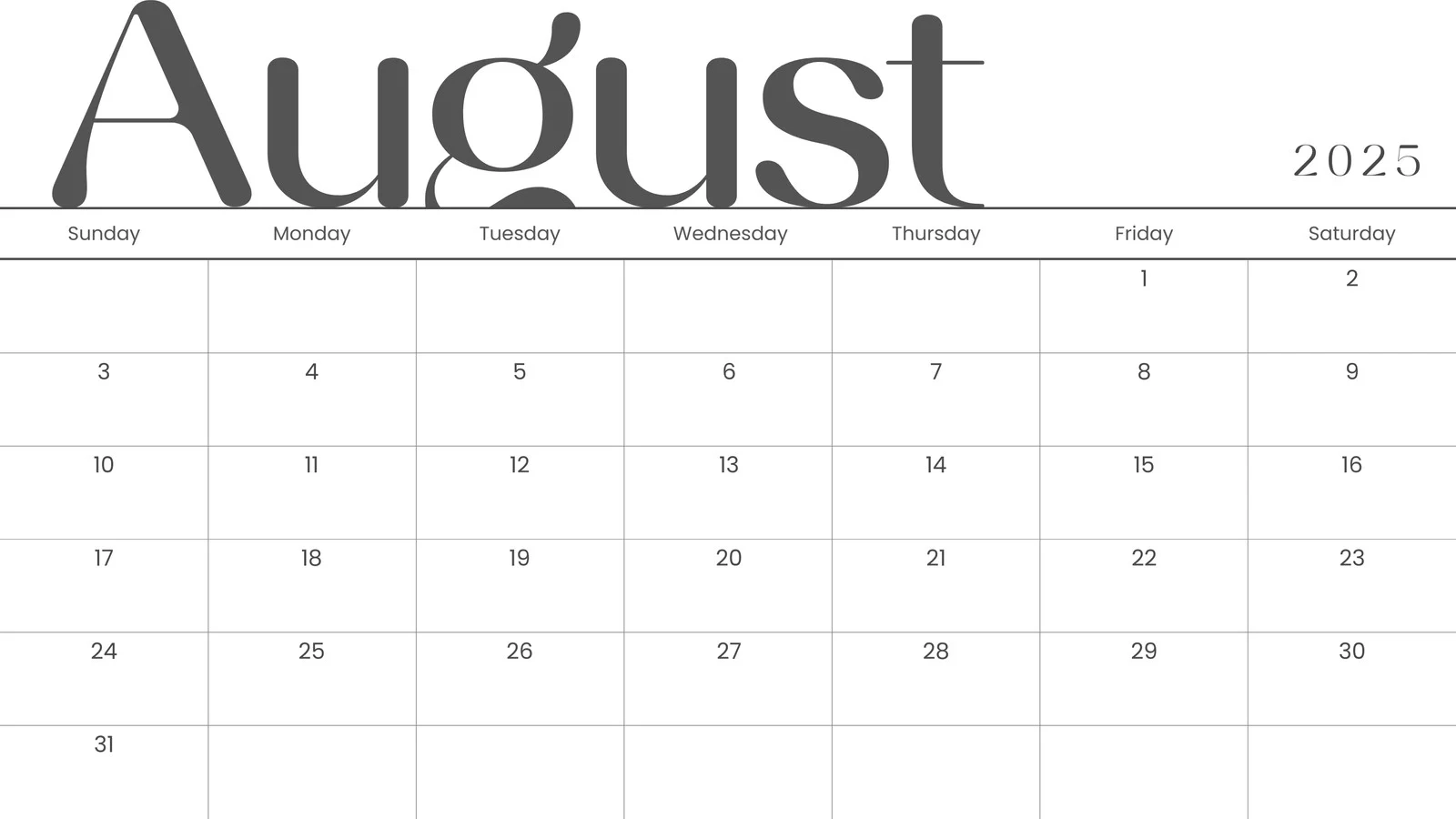 Free Printable August 2026 Calendar Templates Canva