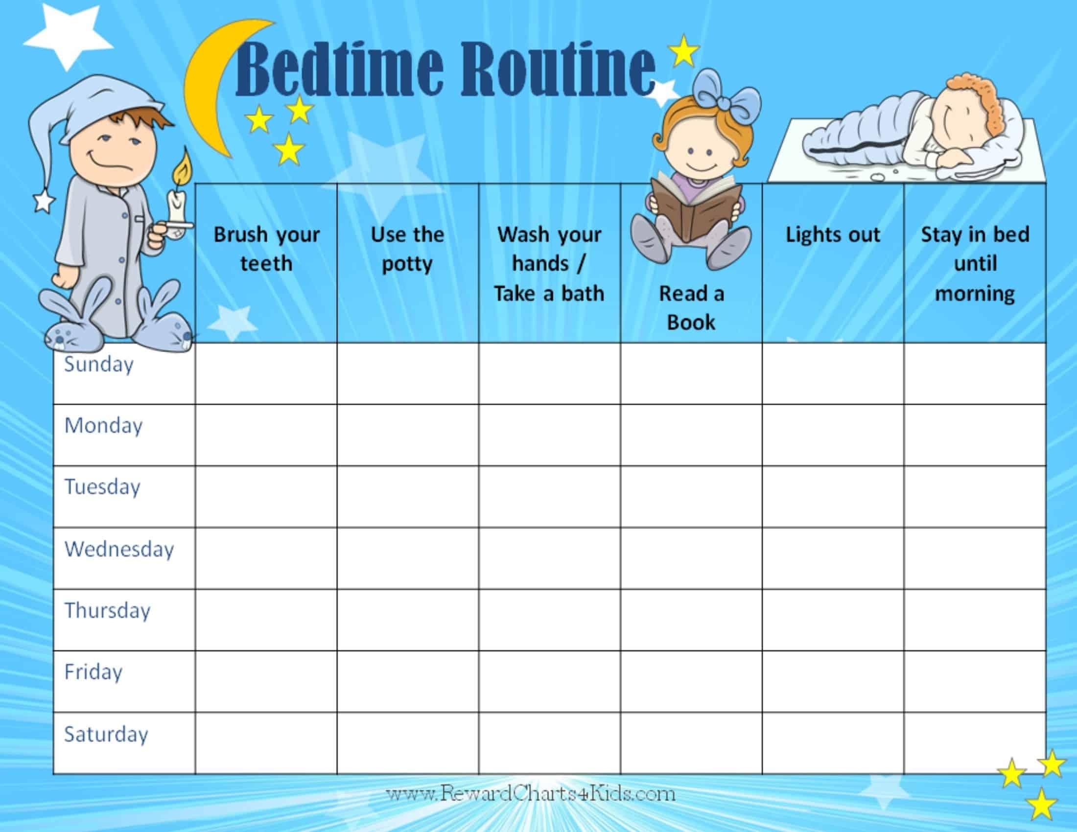 Free Printable Bedtime Chart