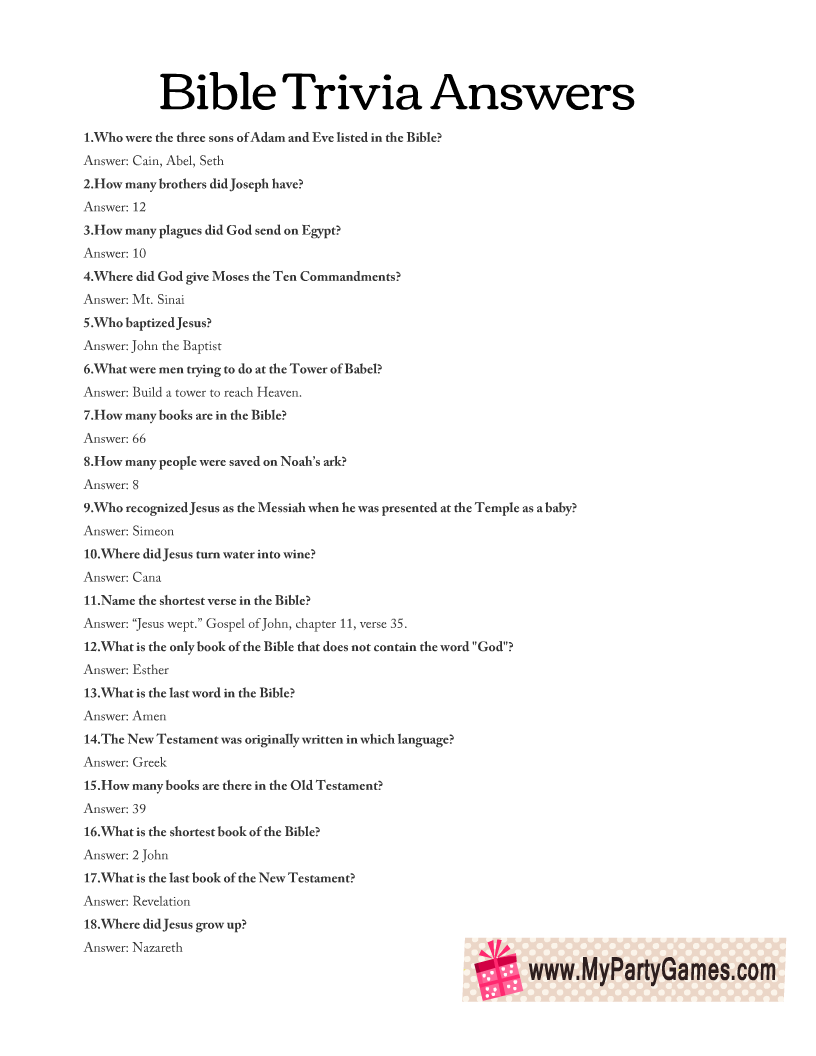 Printable Lds Trivia Questions